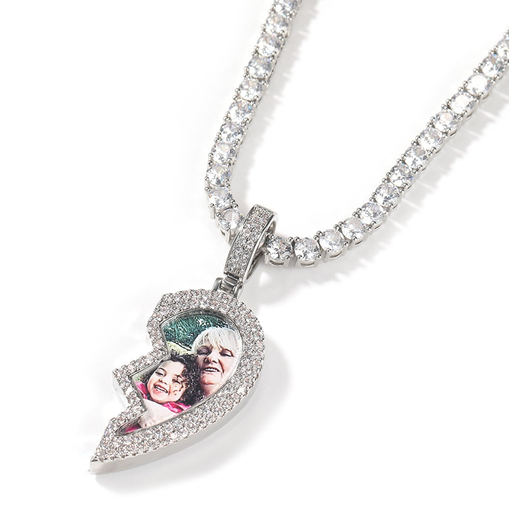 SPLIT HEART PHOTO NECKLACE